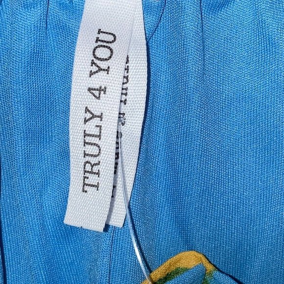 Truly 4 You Bright Floral Skirt Womens M A-Line Long Sheer Over Short Under Belt - Picture 5 of 10